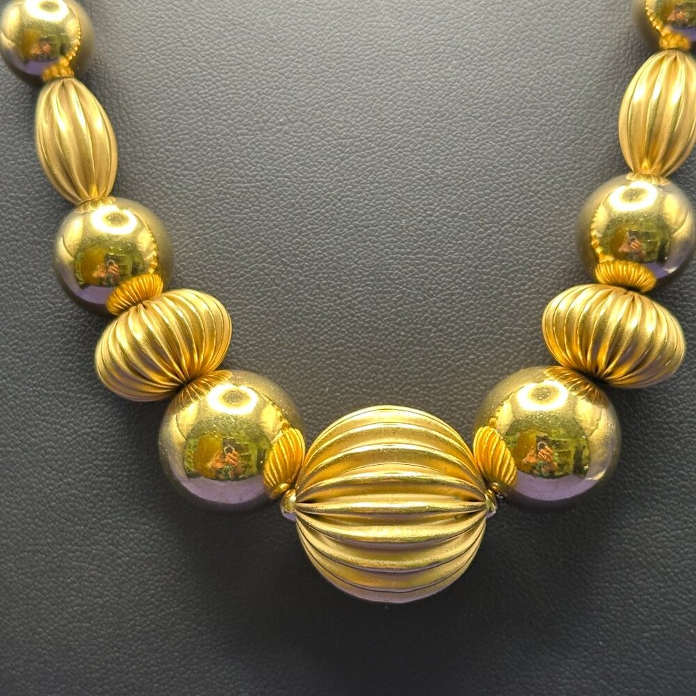 VTG Napier Chunky Gold-Tone Bead Necklace 1980s - Picture 10 of 14